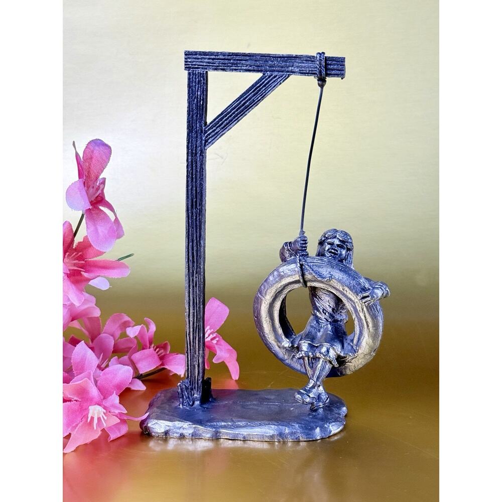 Michael Ricker Pewter Art Kathy Tire Swing Claudia Signed Figurine
